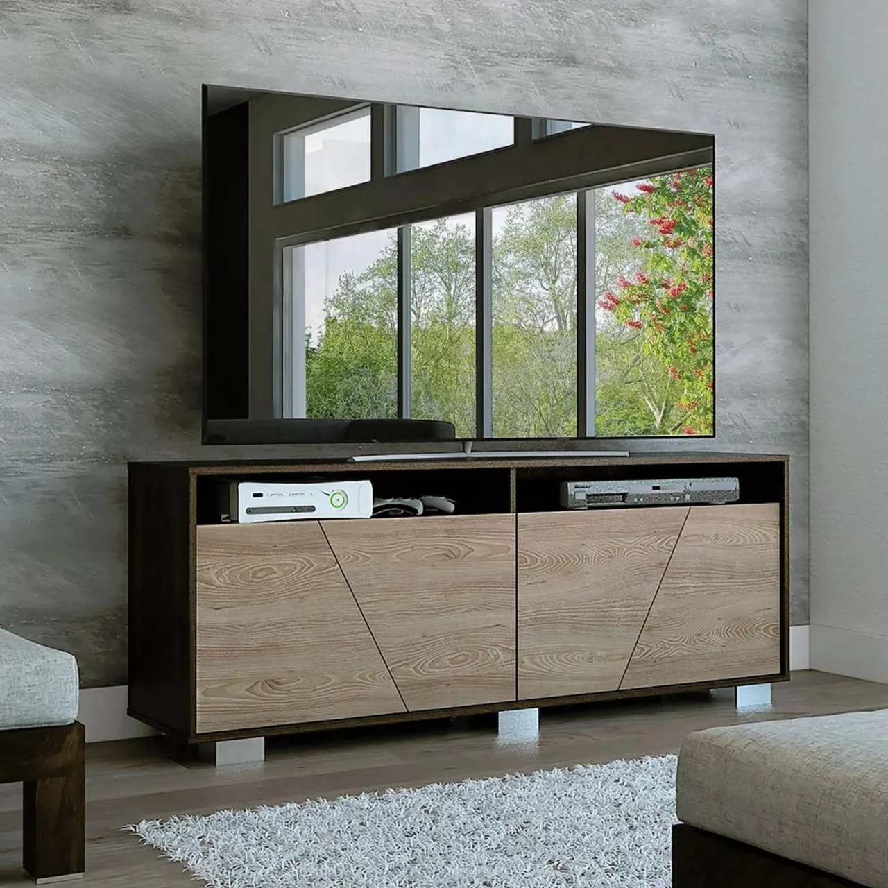 MODULAR PARA TV FRAKTAL (1C) MIEL + NOGAL E